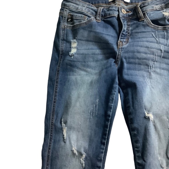 KanCan Twisted Seam Distressed Medium Wash Ankle Skinny Jeans Size 7 / 27 - Picture 8 of 11